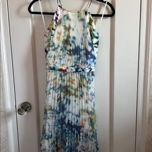 Tie-dye watercolor pleated dress
